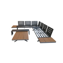 Load image into Gallery viewer, Candour Santorini Aluminium & Wood Corner Sofa Set