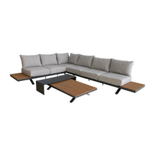 Load image into Gallery viewer, Candour Santorini Aluminium & Wood Corner Sofa Set