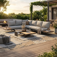 Load image into Gallery viewer, Candour Santorini Aluminium & Wood Corner Sofa Set