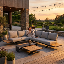 Load image into Gallery viewer, Candour Santorini Aluminium & Wood Corner Sofa Set