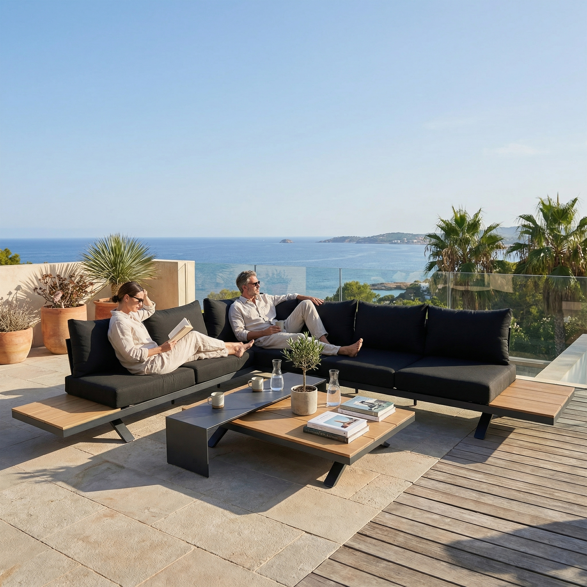 Candour Portofino Aluminium & Polywood Coffee Table Corner Sofa Set