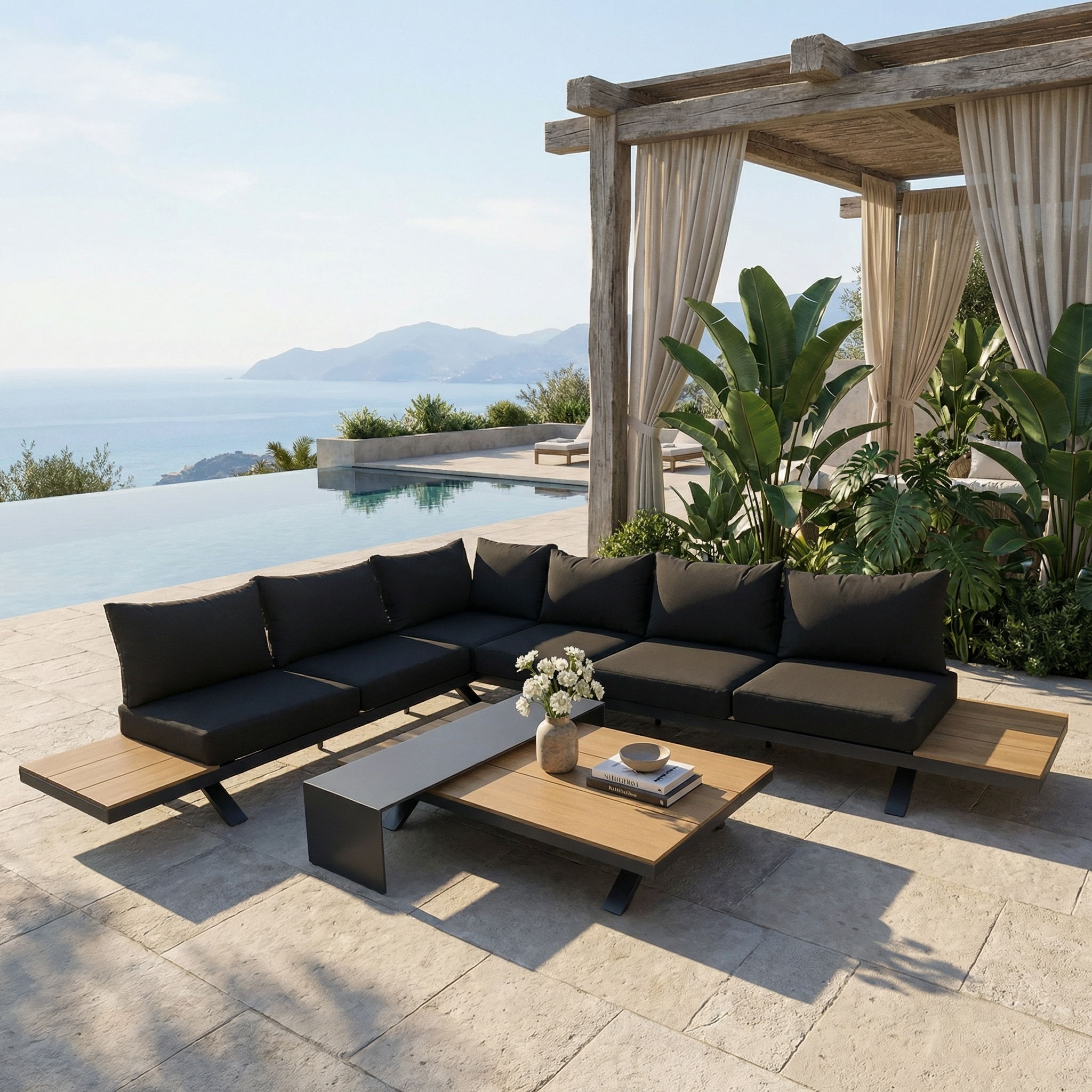 Candour Portofino Aluminium & Polywood Coffee Table Corner Sofa Set