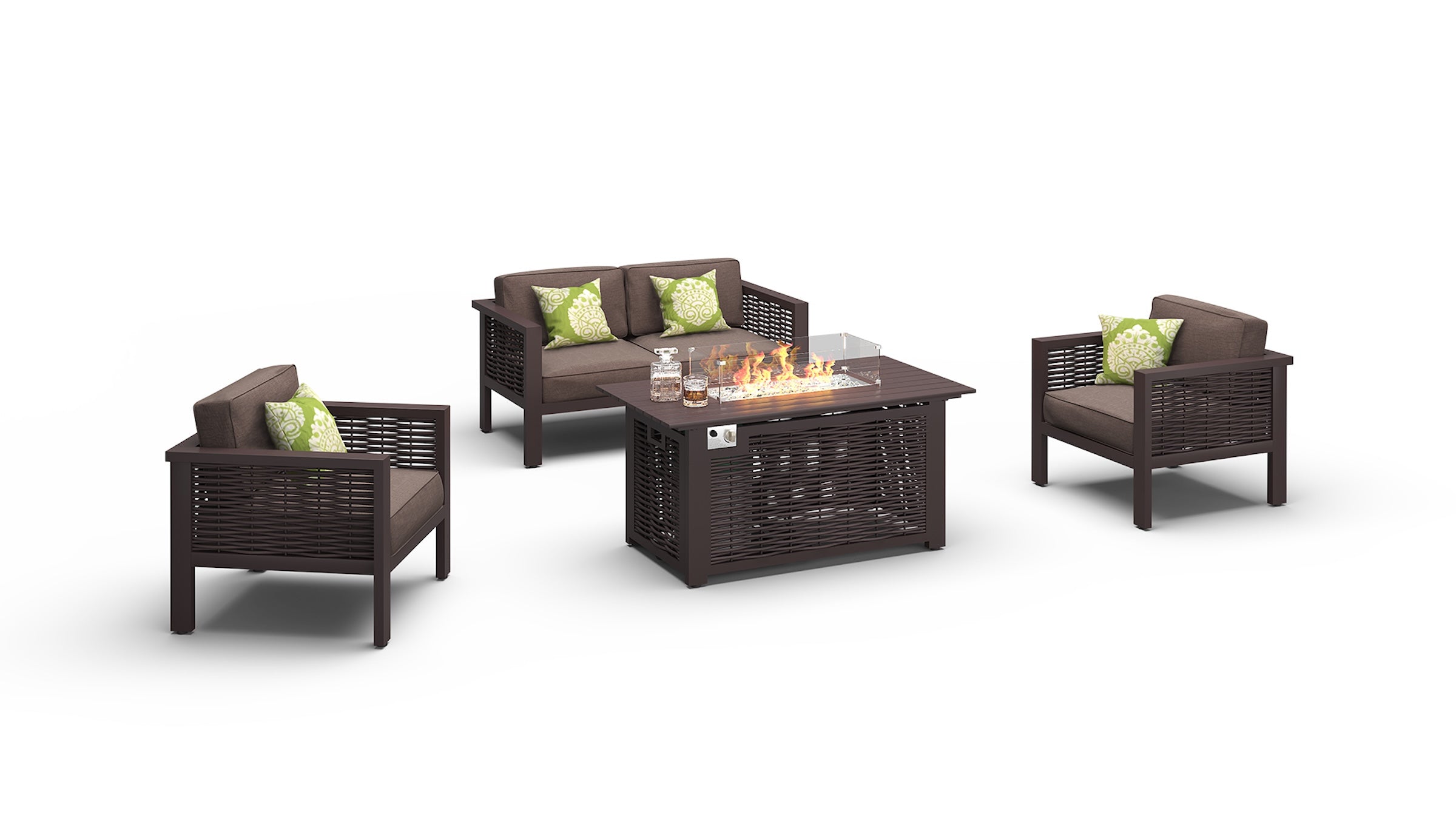 Candour Solace Firepit 2-Seater Sofa & Armchair Outdoor Set