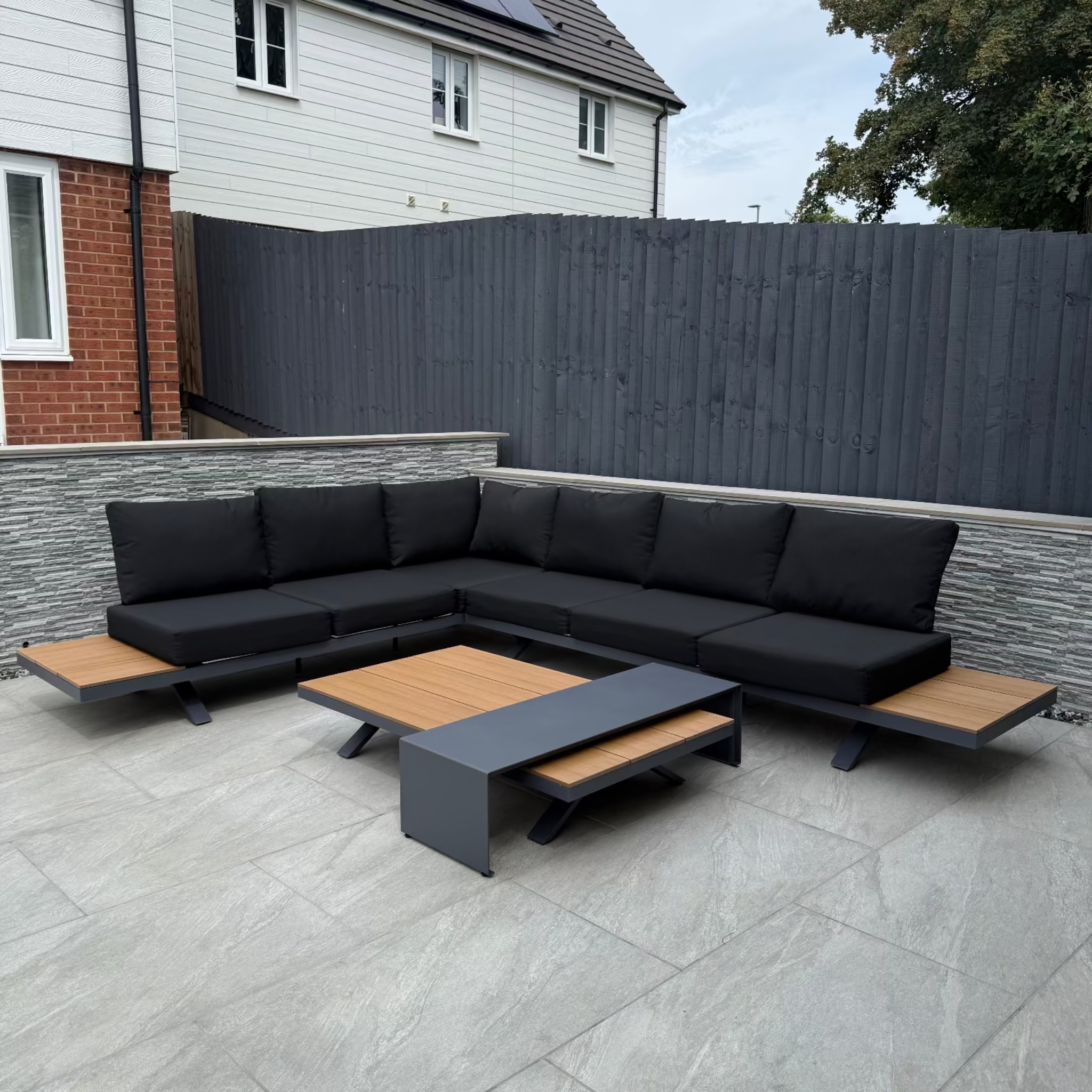 Candour Portofino Aluminium Corner Sofa Set with Polywood Tables