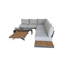 Load image into Gallery viewer, Candour Santorini Aluminium &amp; Wood Corner Sofa Set
