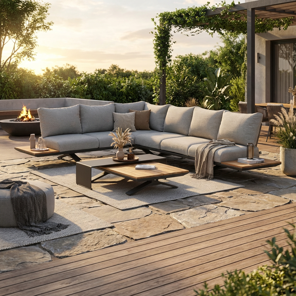 Candour Santorini Aluminium & Polywood Corner Sofa Set