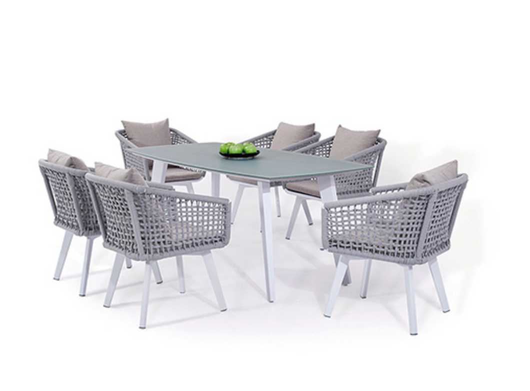 Candour Capri 6-Seater Rope Weave & Aluminium Outdoor Dining Set