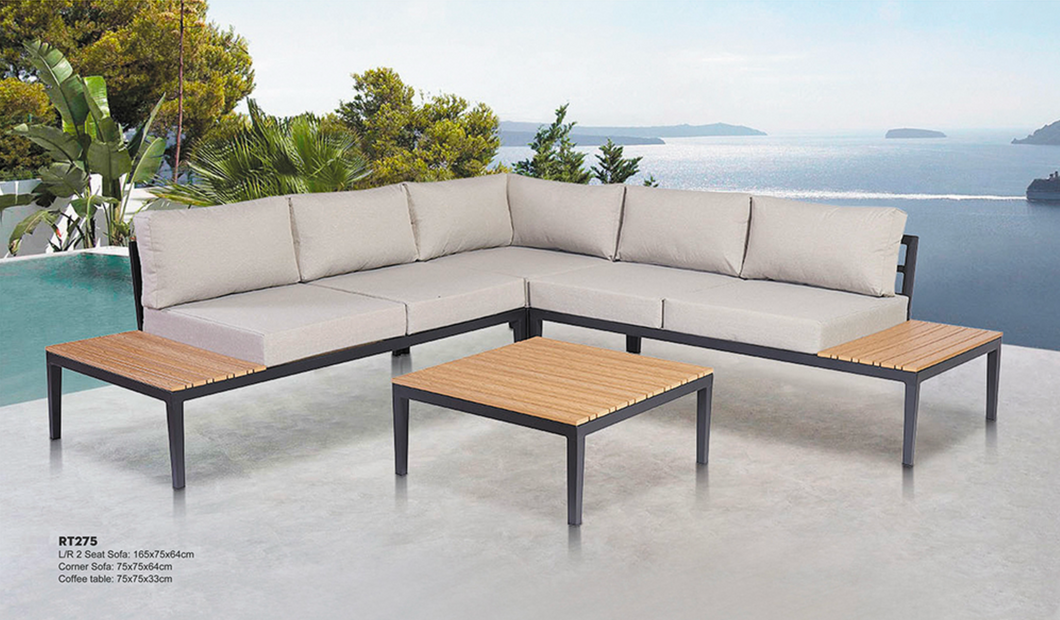 Candour Santorini Aluminium & Wood Corner Sofa Set