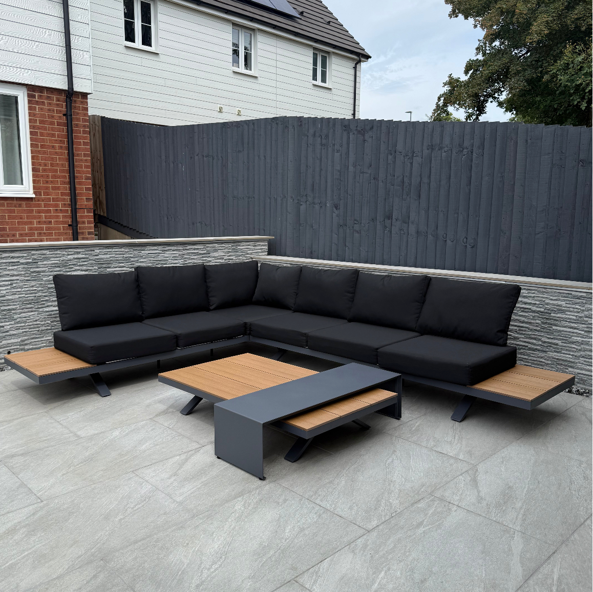 Candour Portofino Aluminium Corner Sofa Set with Polywood Tables