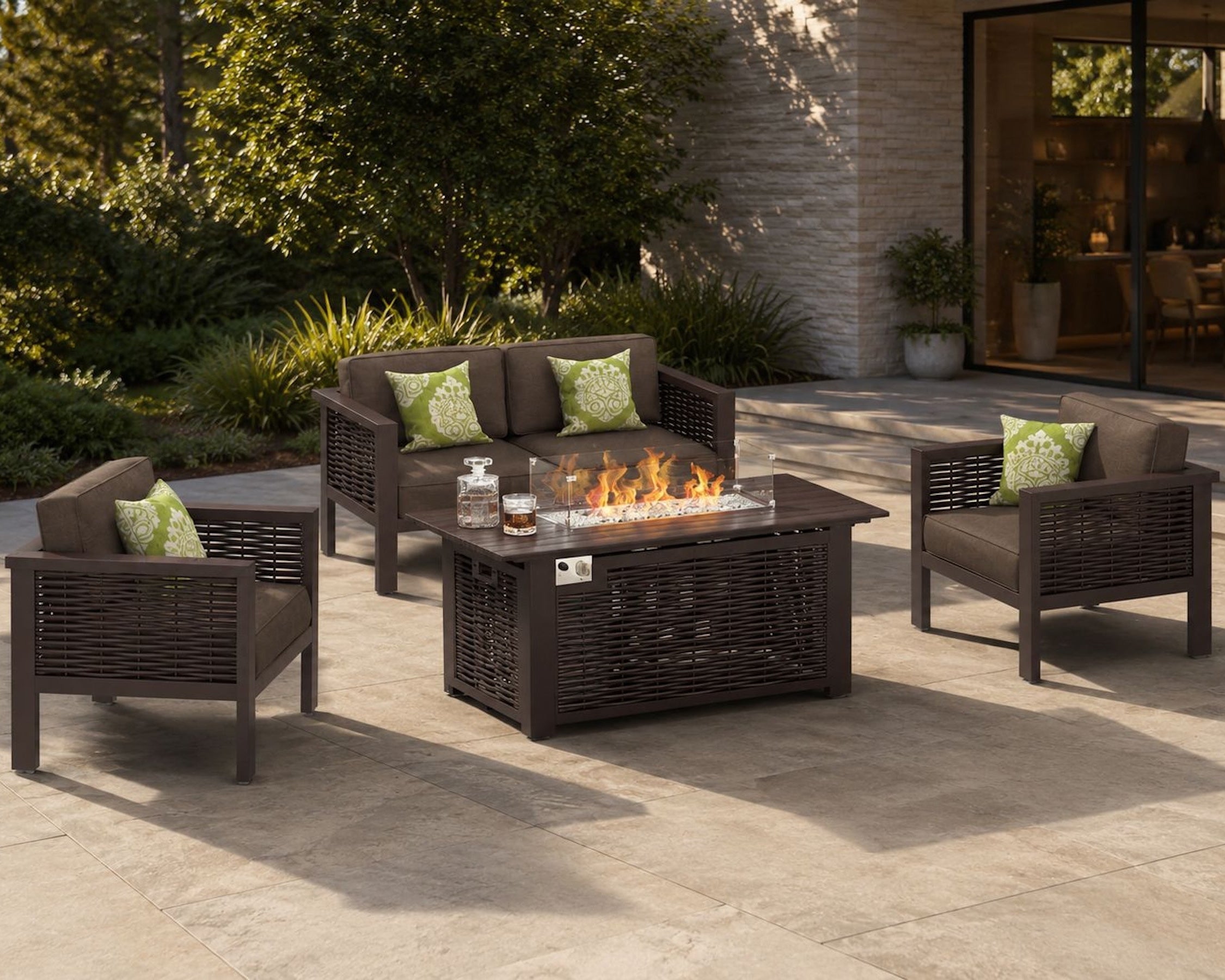 Candour Solace Firepit Sofa & Armchair Outdoor Lounge Set