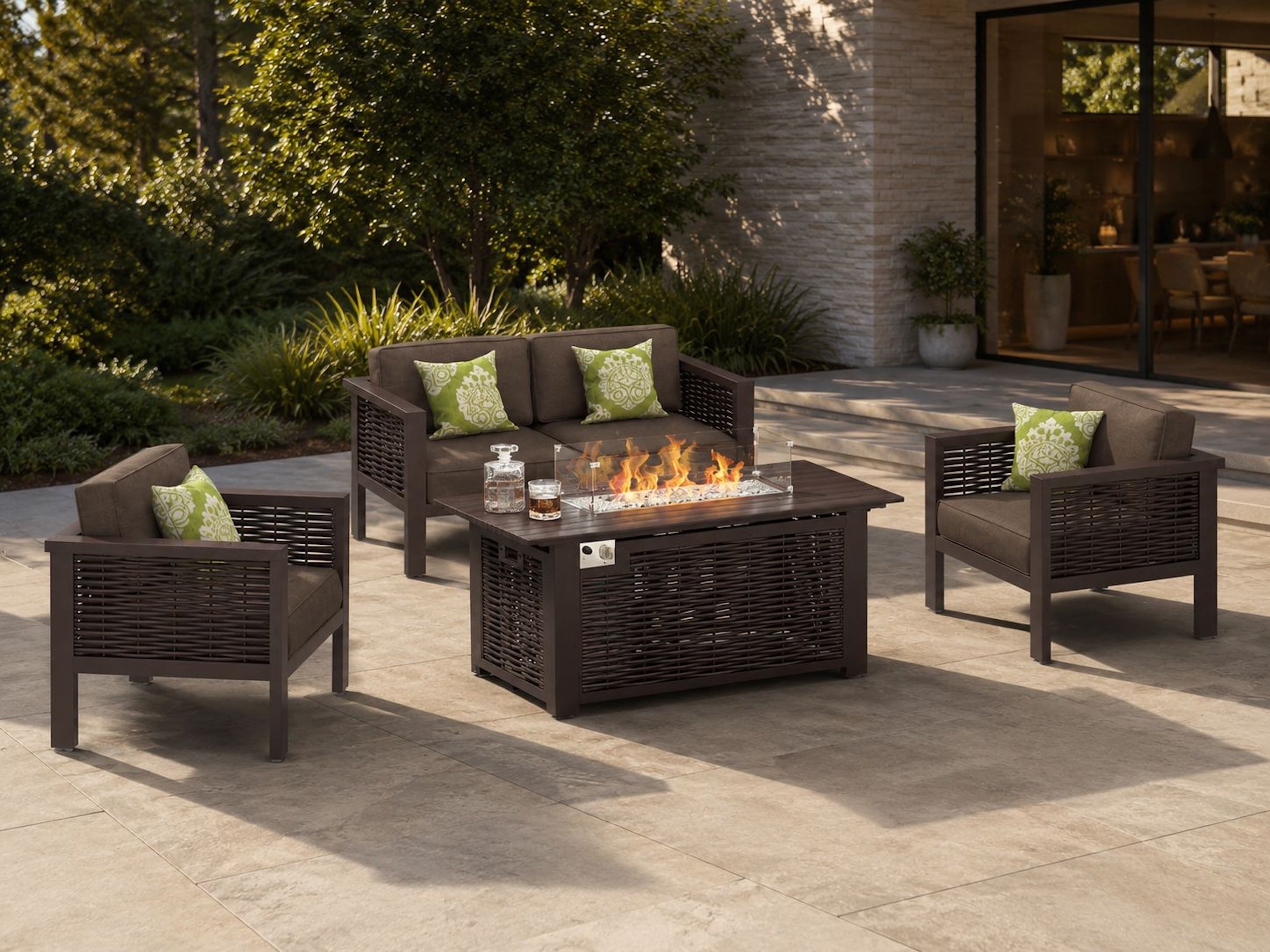 Candour Solace Firepit 2-Seater Sofa & Armchair Outdoor Set