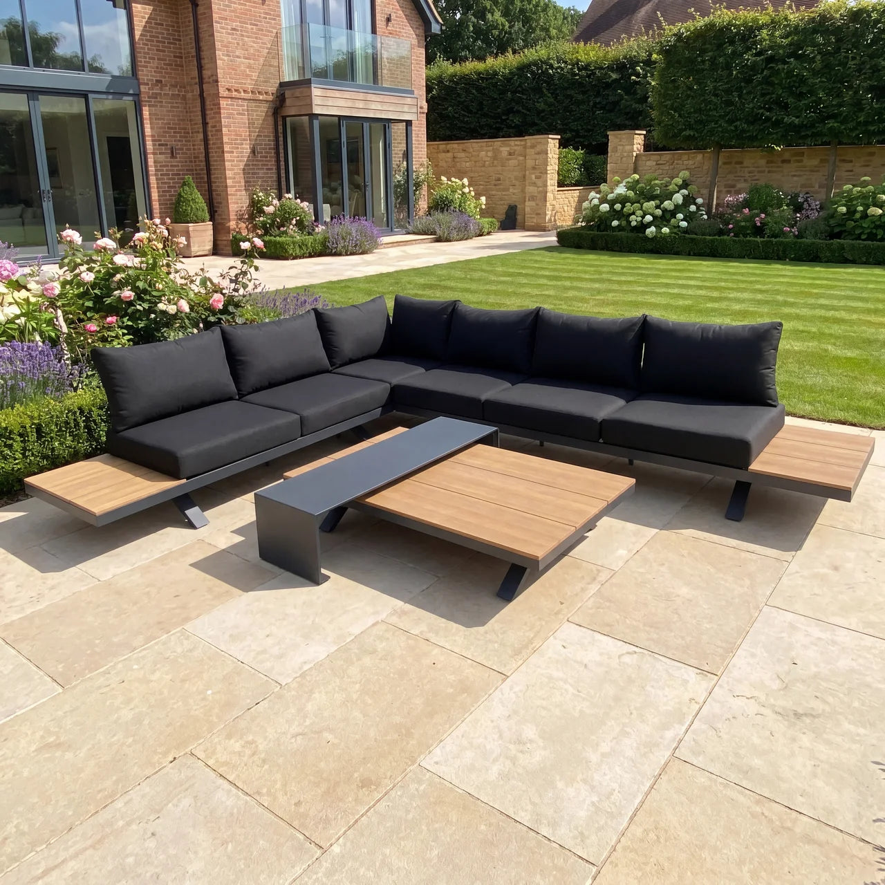 Candour Portofino Aluminium Corner Sofa Set with Polywood Tables