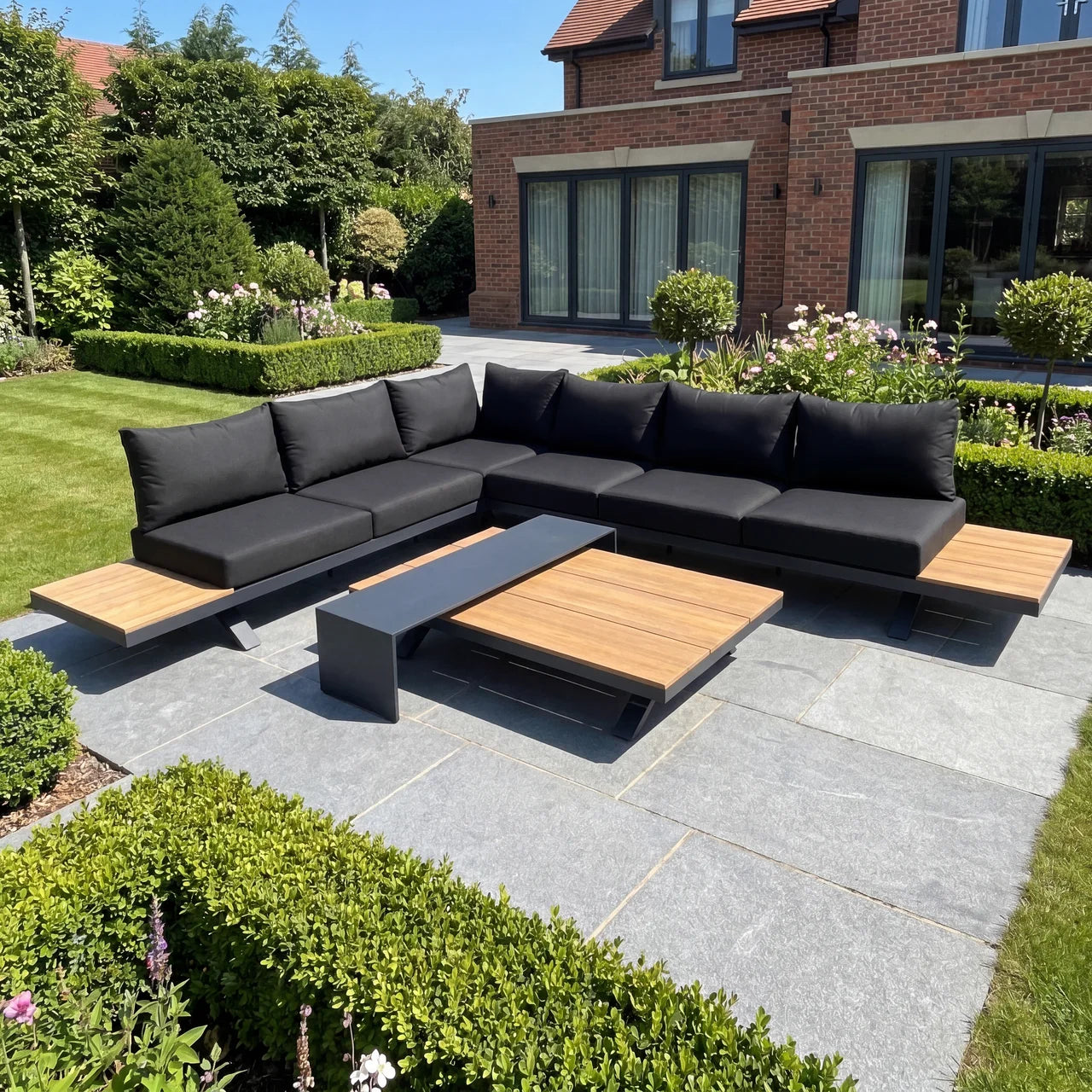Candour Portofino Aluminium Corner Sofa Set with Polywood Tables