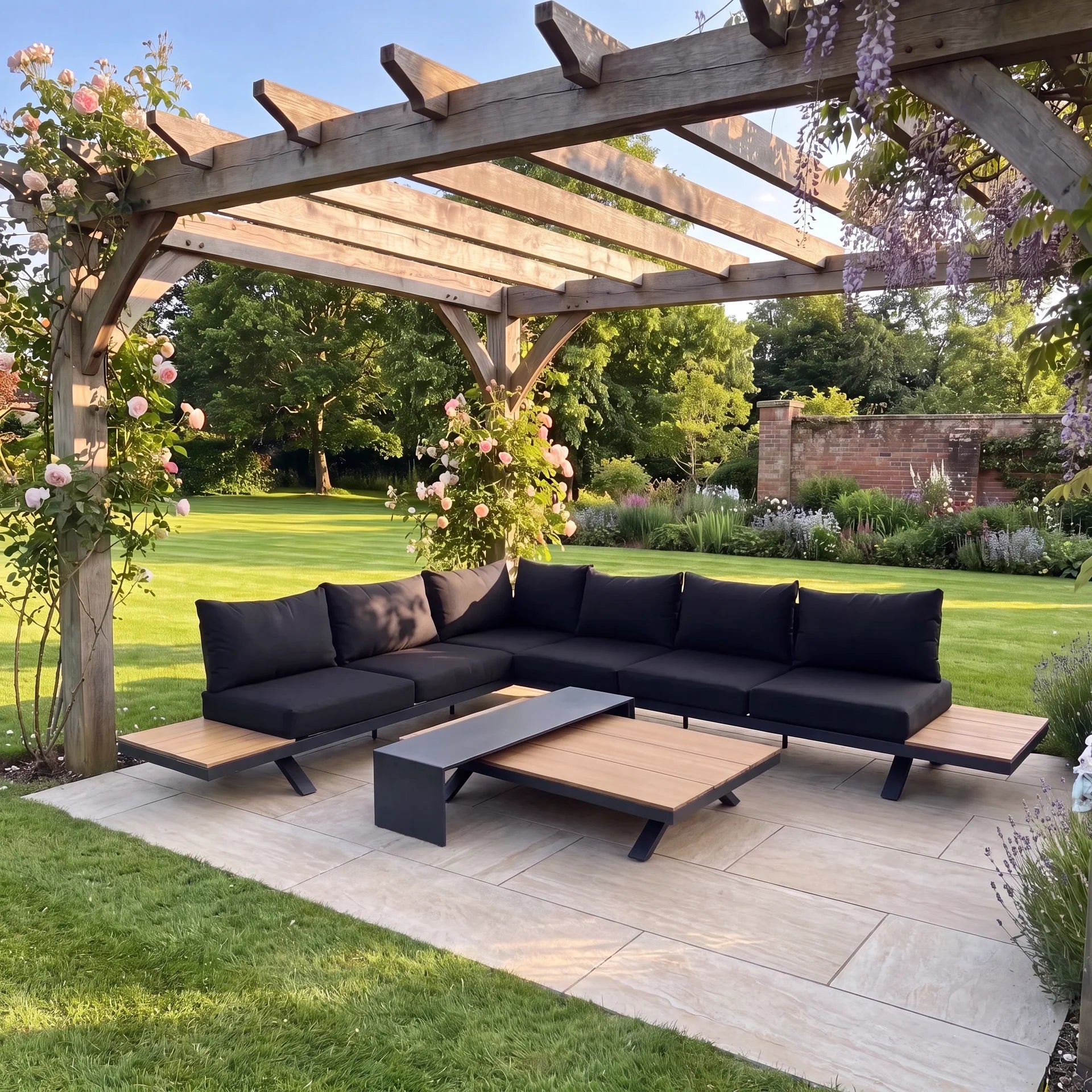 Candour Portofino Aluminium Corner Sofa Set with Polywood Tables