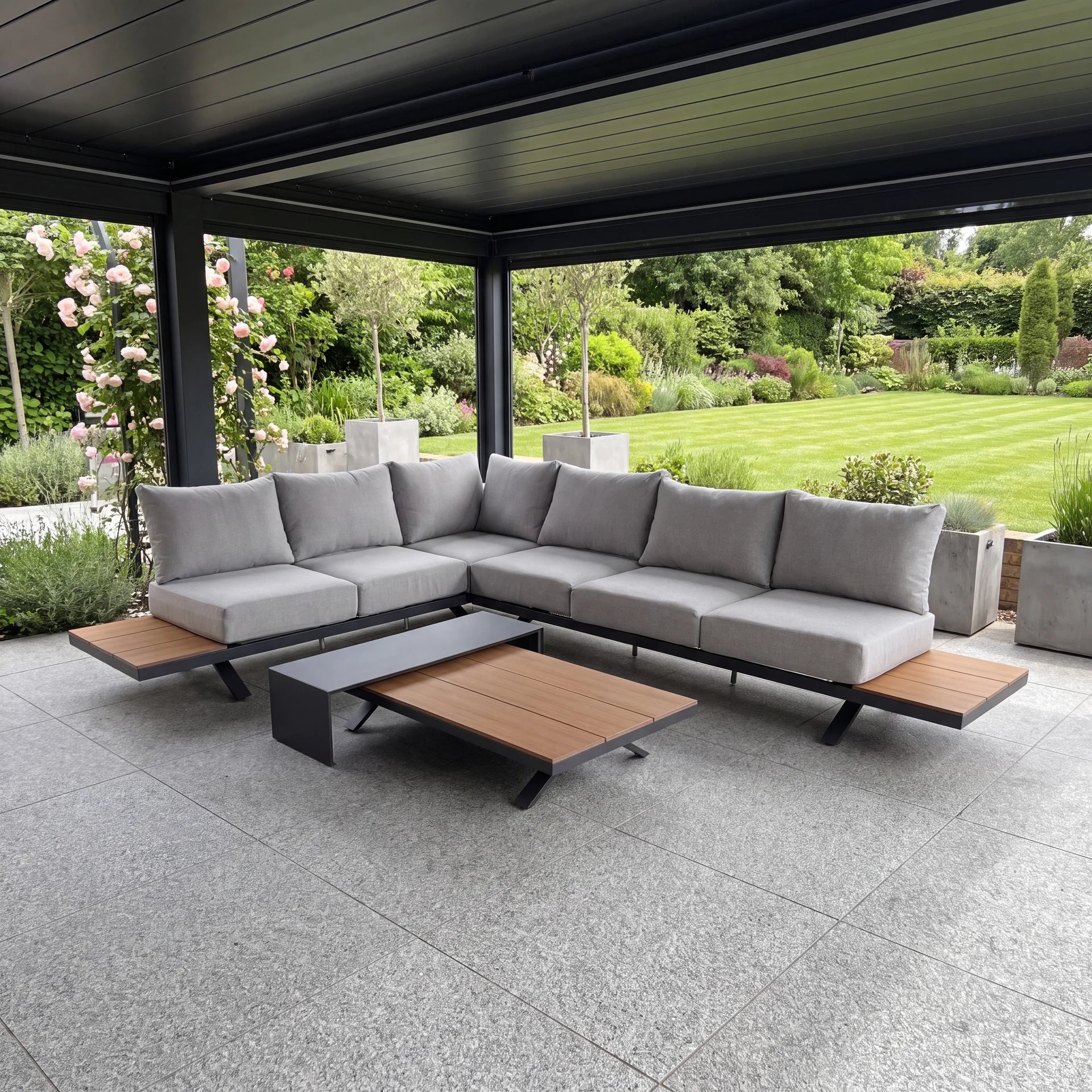 Candour Santorini Aluminium & Polywood Corner Sofa Set