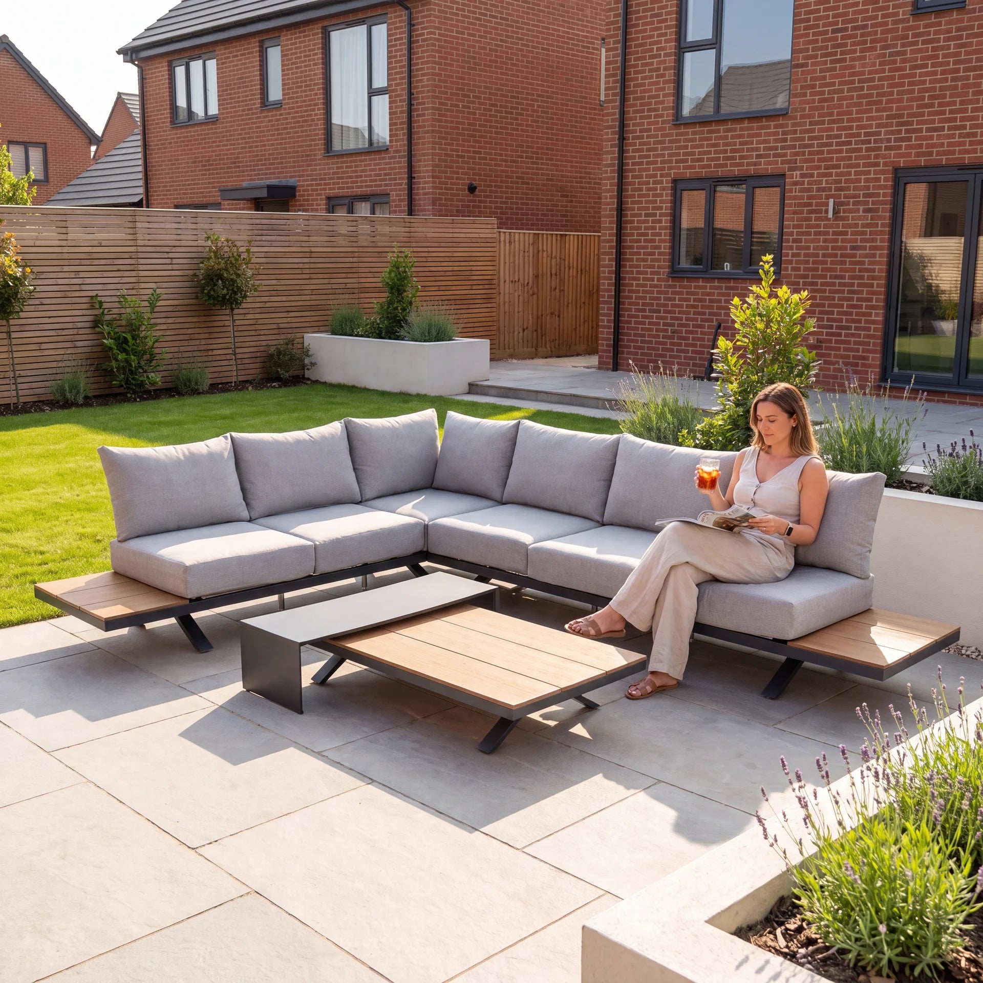 Candour Santorini Aluminium & Polywood Corner Sofa Set