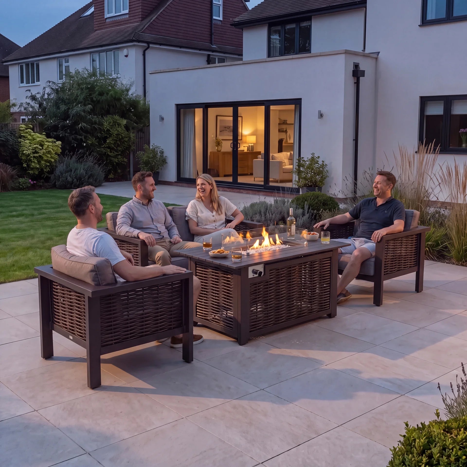 Candour Solace Firepit Sofa & Armchair Outdoor Lounge Set