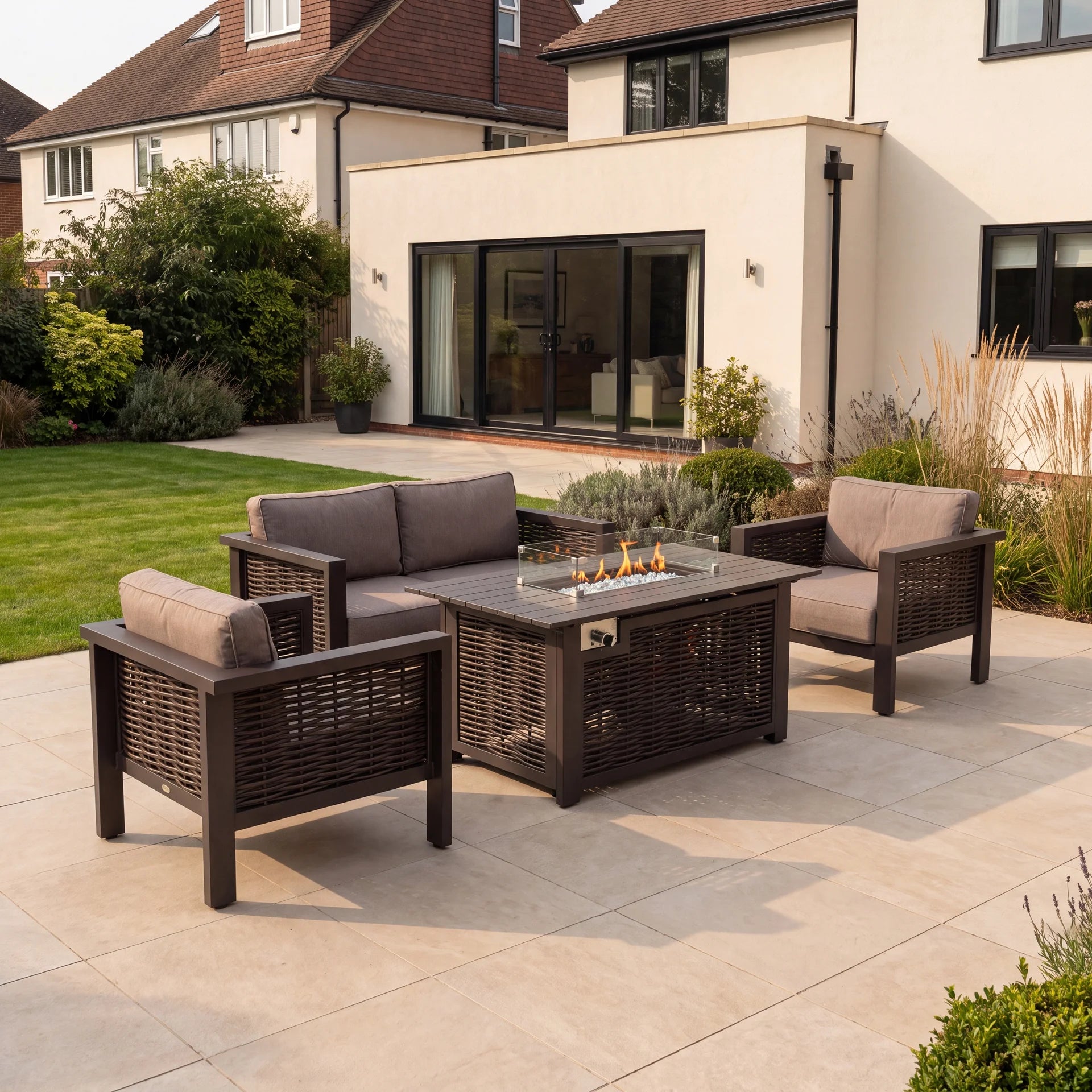 Candour Solace Firepit Sofa & Armchair Outdoor Lounge Set